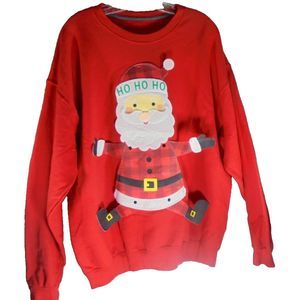 Santa Claus Ho Ho Ho Womens XL Sweatshirt Red Fruit Of The Loom Felt Cotton